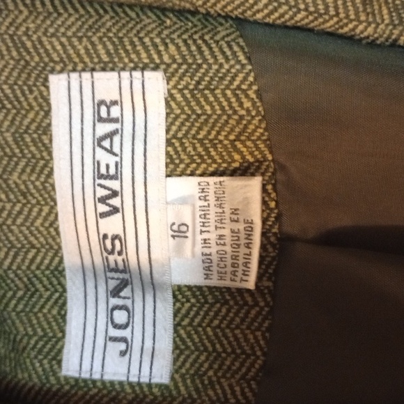 Vintage Jones wear olive green herringbone Blazer, size 16 - Picture 7 of 9